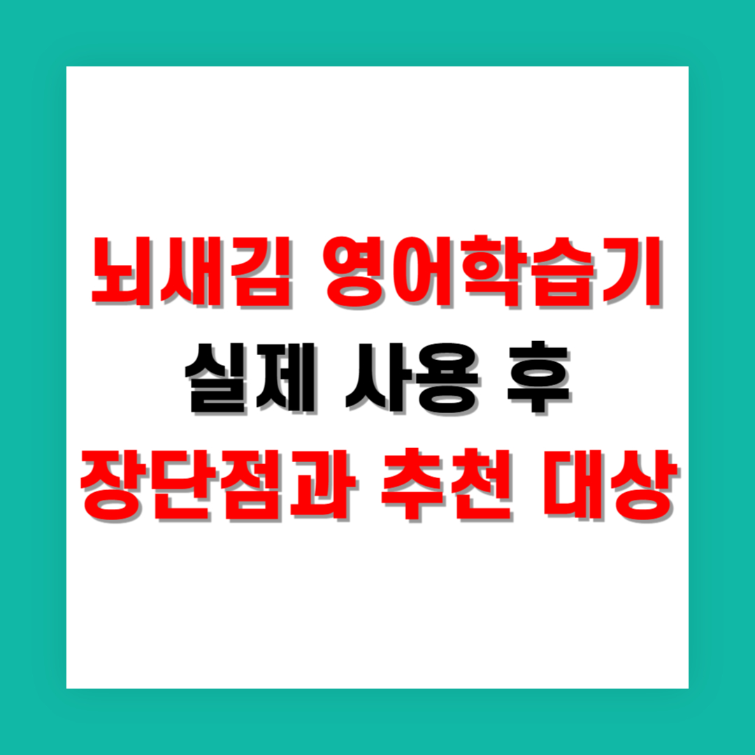 뇌새김 영어학습기 실제 사용 후 장단점과 추천 대상