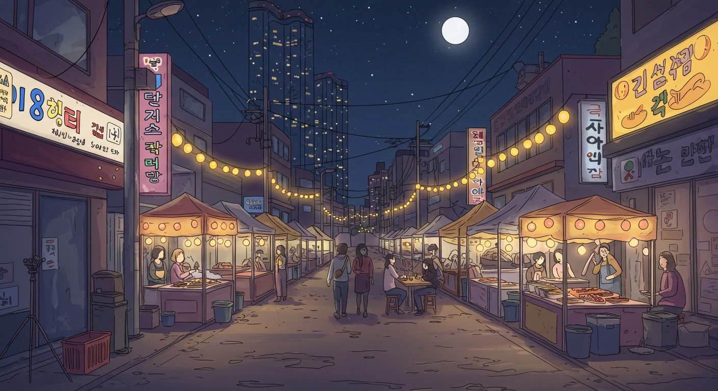 부산 야시장과 밤 거리의 감성 풍경