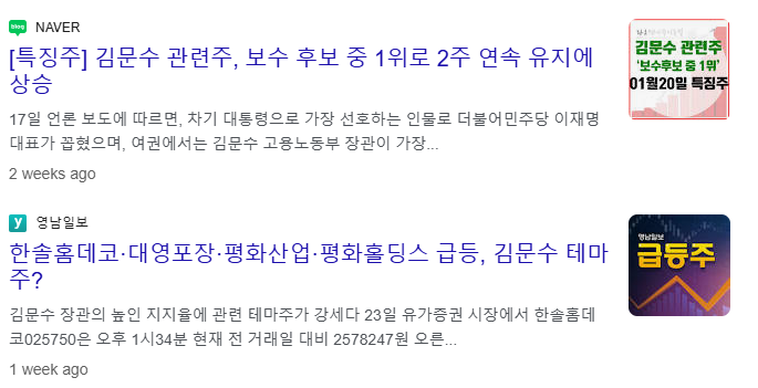 김문수 관련주