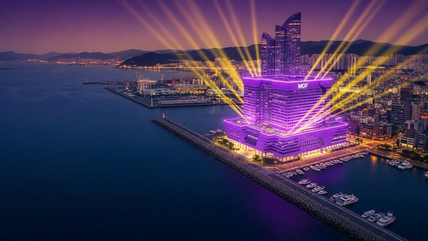 한건물이 빛이 나고 있다