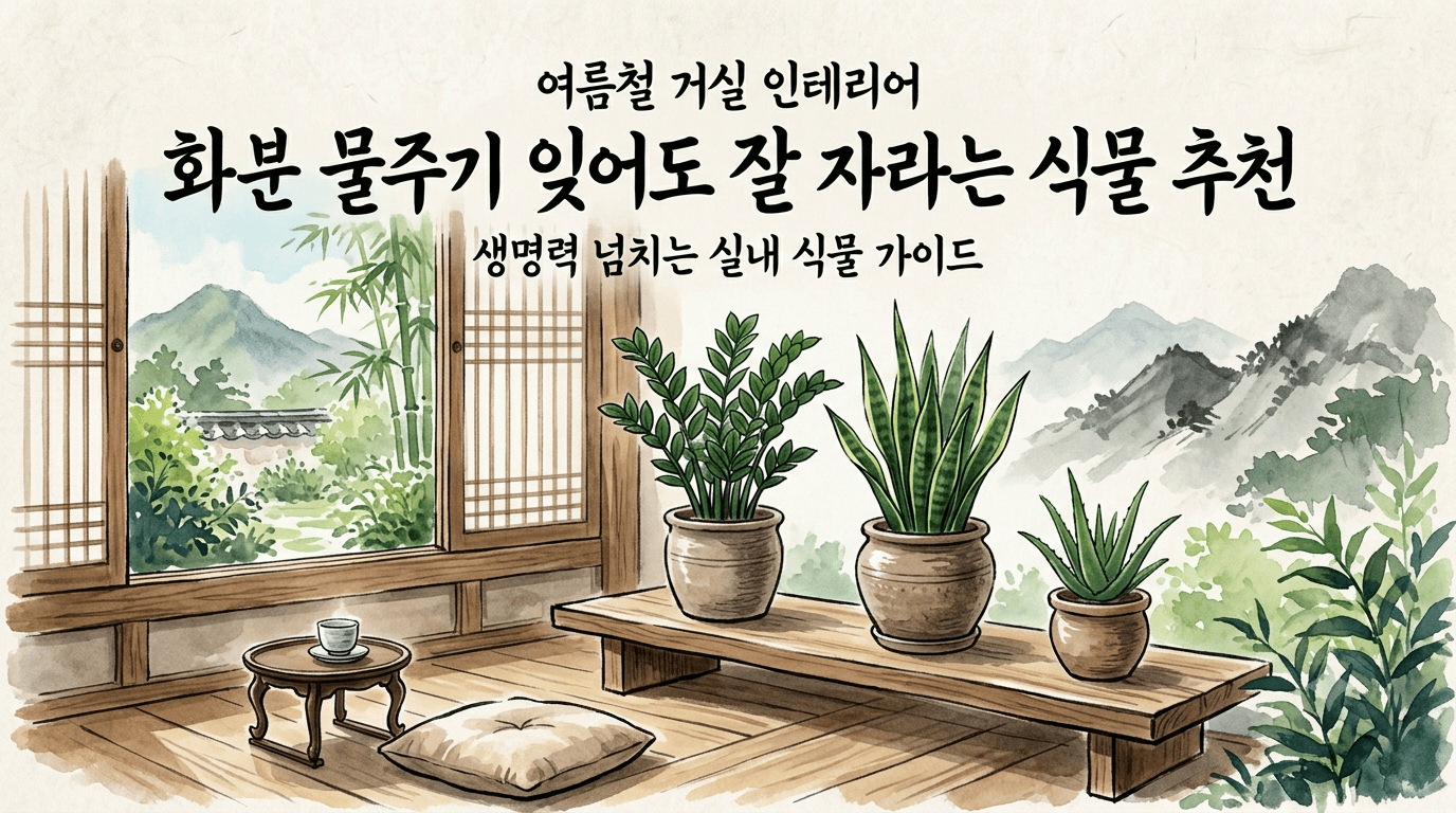 여름철 거실 인테리어 화분 물주기 잊어도 잘 자라는 식물 추천