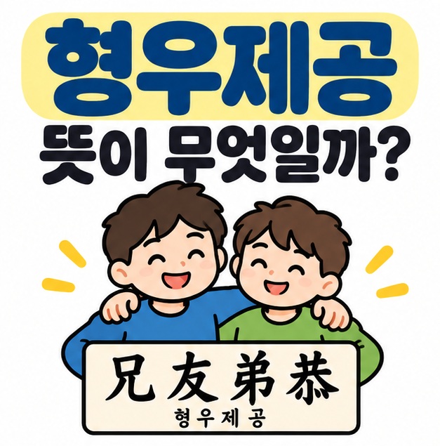 형우제공 뜻 문구와 서로 어깨를 맞댄 형제, 한자 兄友弟恭을 보여주는 대표 카드