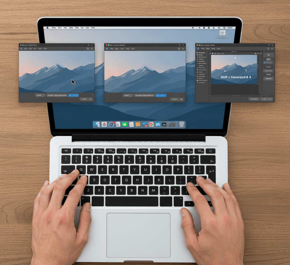 맥북 화면 캡쳐하는 모습을 그린 이미지