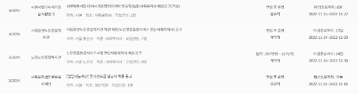 사회복지사 구인 공고