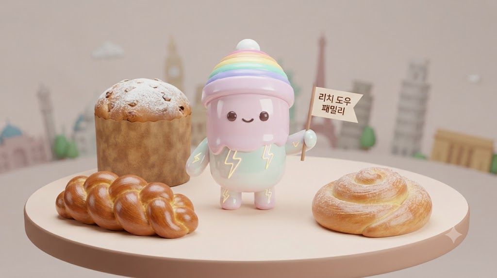 버터와 달걀이 듬뿍 들어간 리치 도우 가족은 전 세계에 있어요. 이탈리아의 크리스마스 빵 '파네토네'와 유대교 안식일 빵 '할라'도 사촌들이죠