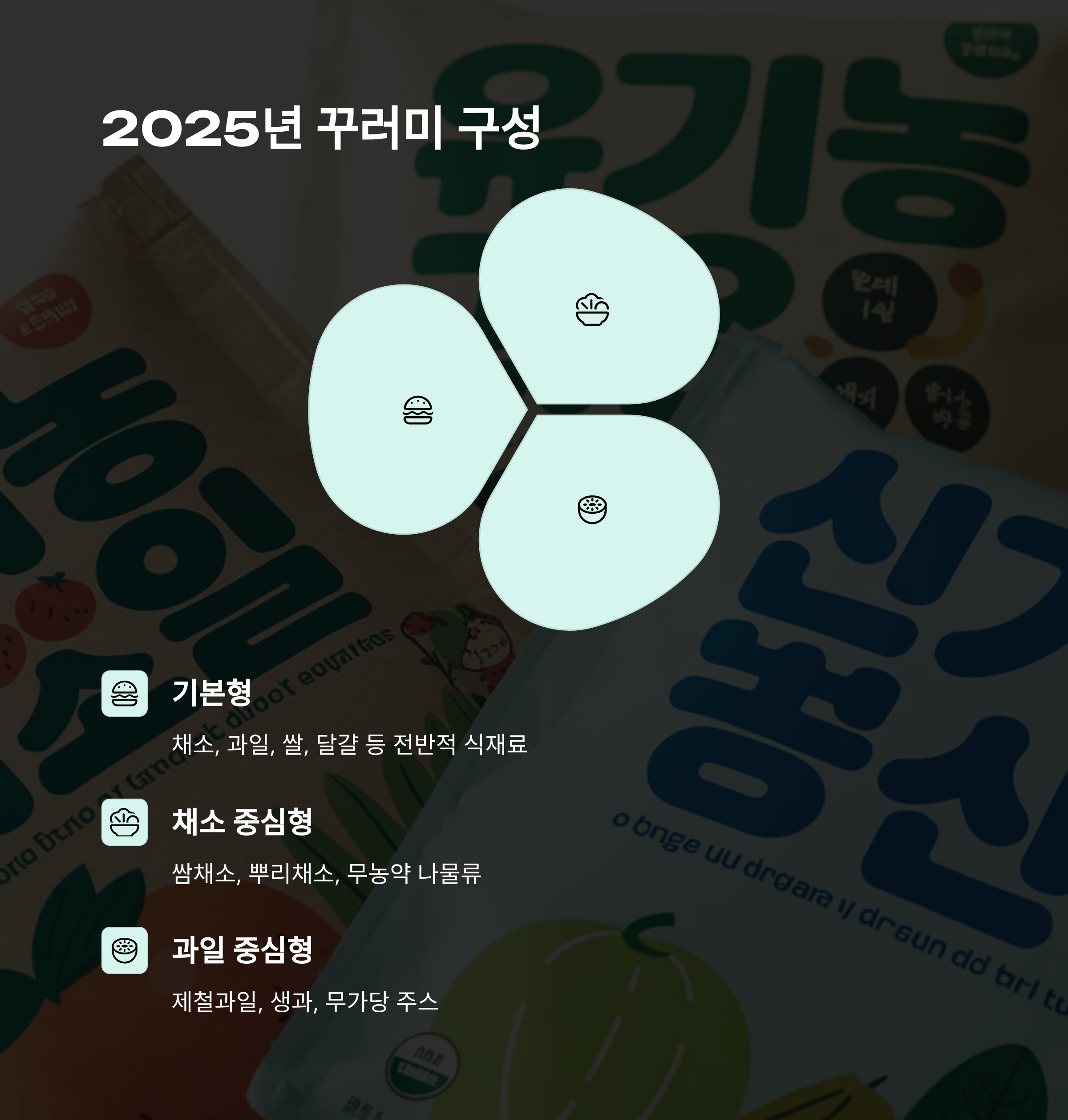 2025년 꾸러미 유형별 구성 설명 &ndash; 기본형, 채소 중심형, 과일 중심형 분류