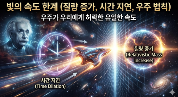 아인슈타인의 특수상대성이론에 따른 빛의 속도 한계와 시공간의 왜곡