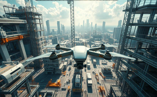 하늘에서 내려다보는 건설 현장 이미지입니다.