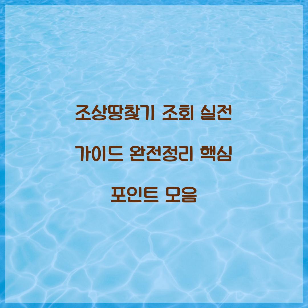 조상땅찾기 조회