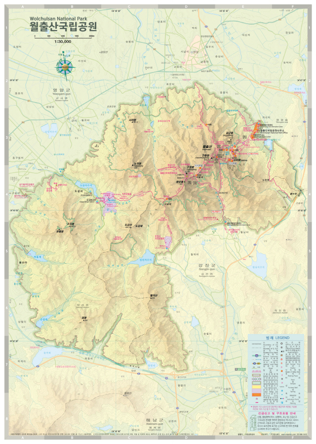 월출산 등산코스 지도