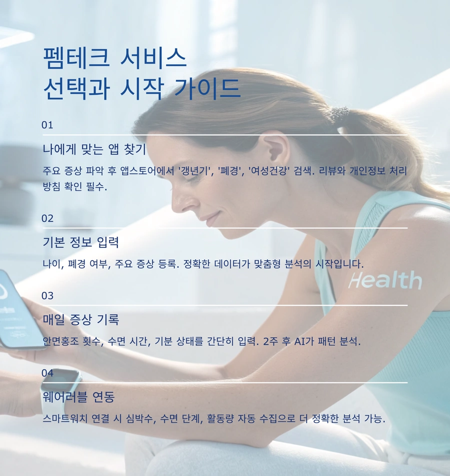 갱년기 여성 맞춤 펨테크 앱 사용 가이드 단계별 안내