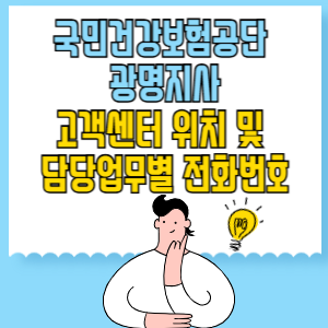 국민건강보험공단 광명지사 고객센터 위치 및 담당업무별 전화번호