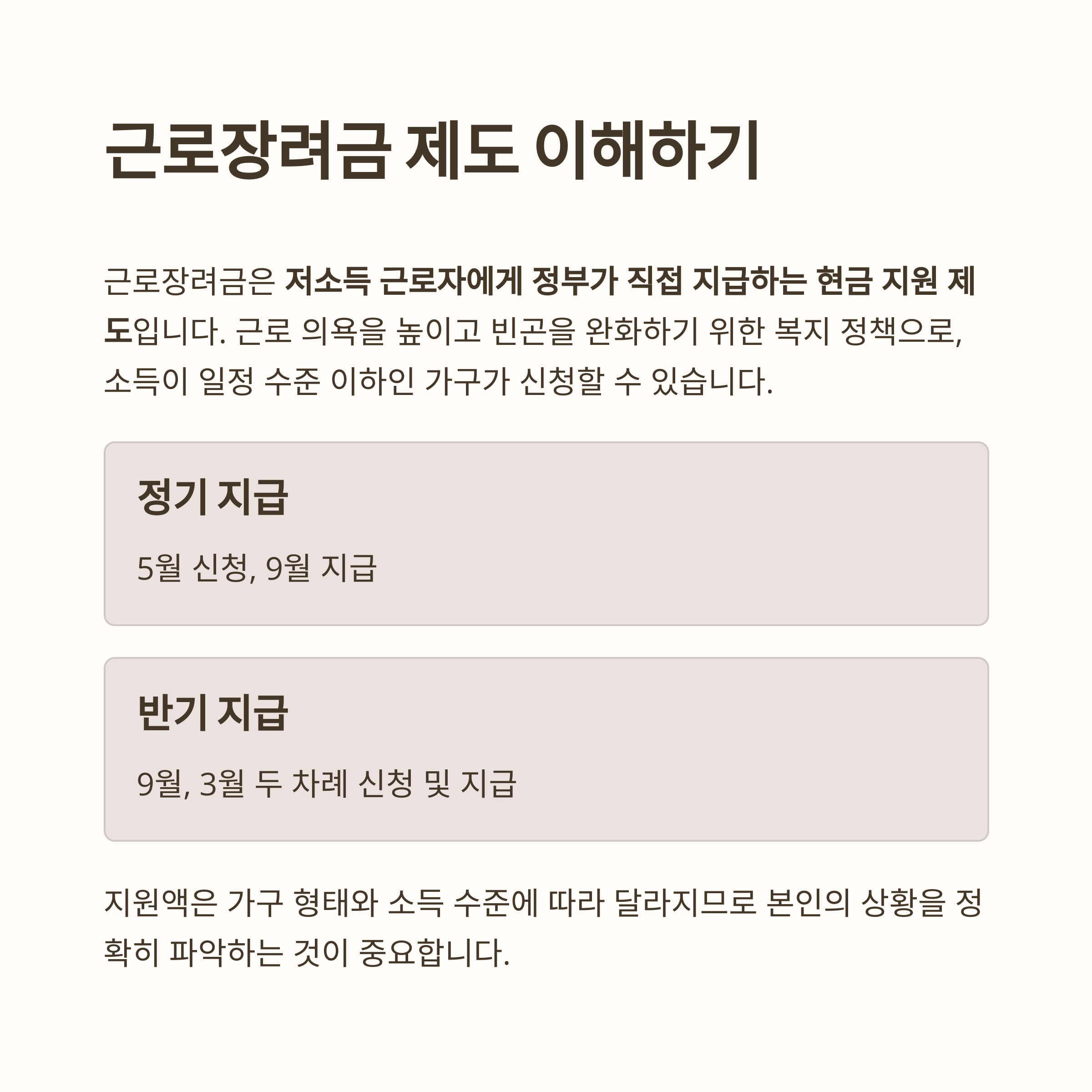 근로장려금 제도 이해하기