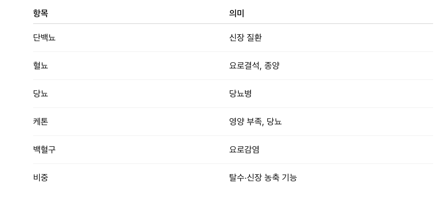 소변검사의 주요 항목과 의미