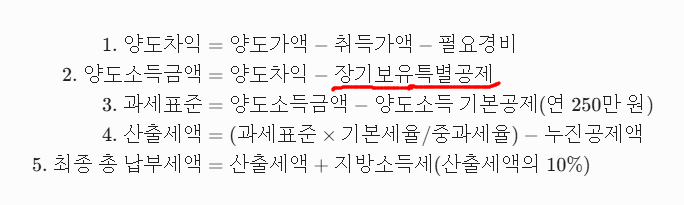 양도소득세 계산과정