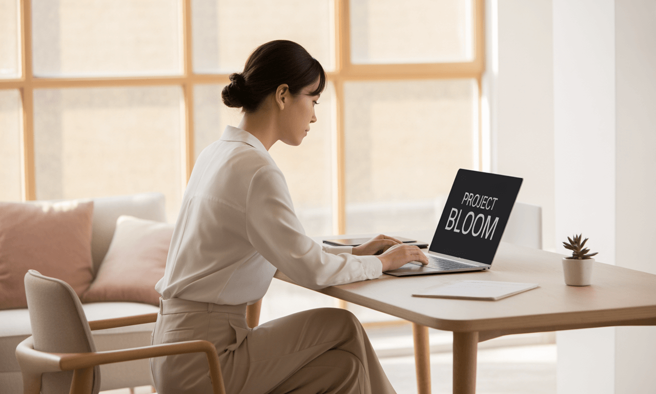 폐업후-종합소득세-신고-거실-의자에-앉아-노트북으로-작업하는-여자모습