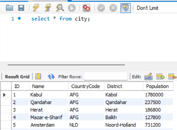 MySQL SELECT 테이블 전체 데이터 조회