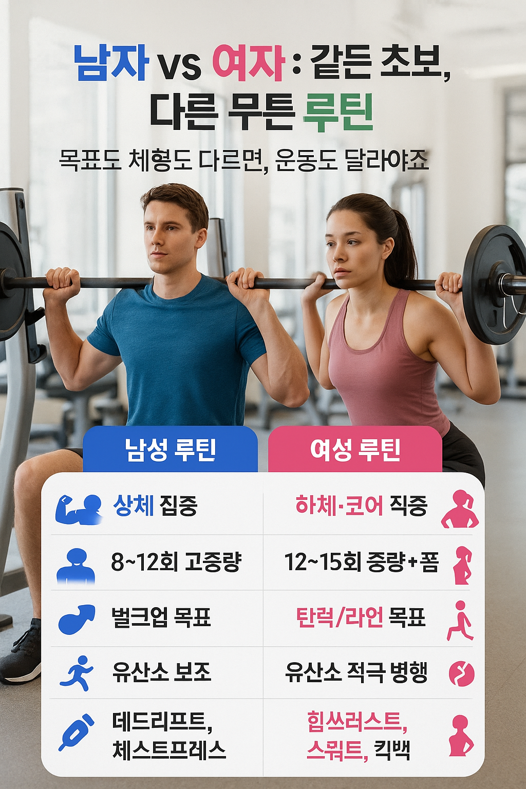 1.남자 vs 여자: 초보자 프로그램의 차이점