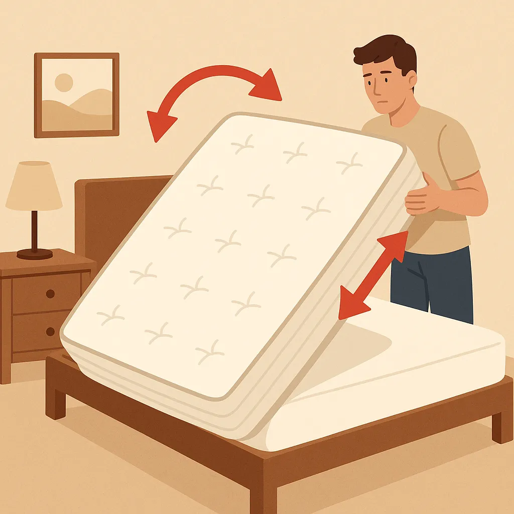 침대-매트리스-방향을-바꿔야-하는-이유를-상징적으로-표현한-일러스트-이미지로-매트리스를-뒤집는-장면을-묘사