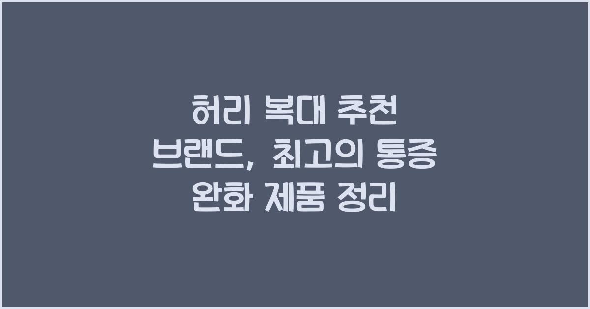 허리 복대 추천 브랜드
