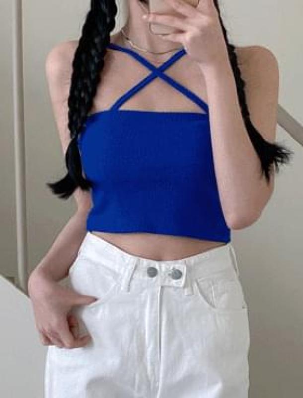 당고언니 탑센스리본나시T 6c 흠뻑쇼추천 코발트블루나시추천 슬리브리스