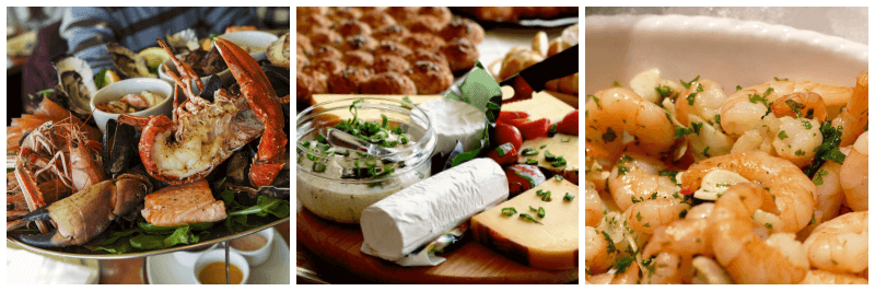 해산물 플레터, 치즈 플레이트, 감바스 알 아히요 사진