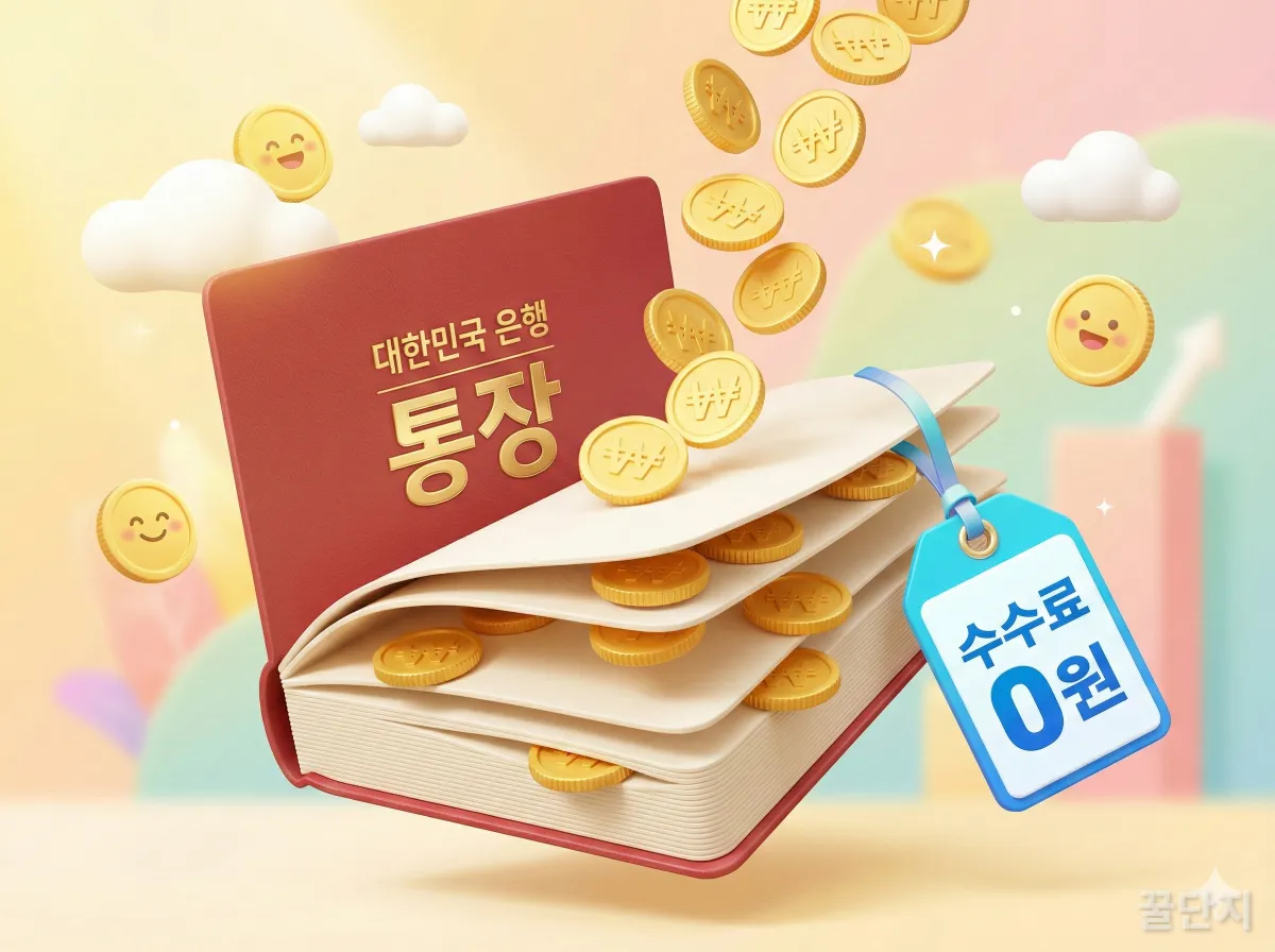 수수료 없이 통장에 입금되는 금화 일러스트