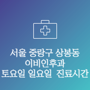 서울 중랑구 상봉동 이비인후과 주말 토요일 일요일 문여는 병원 진료시간