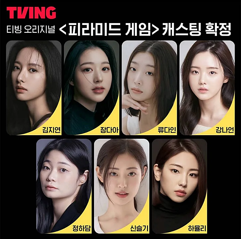 피라미드 게임 출연진 김지연, 장다아, 류다인, 강나언, 정하담, 신슬기, 하율리