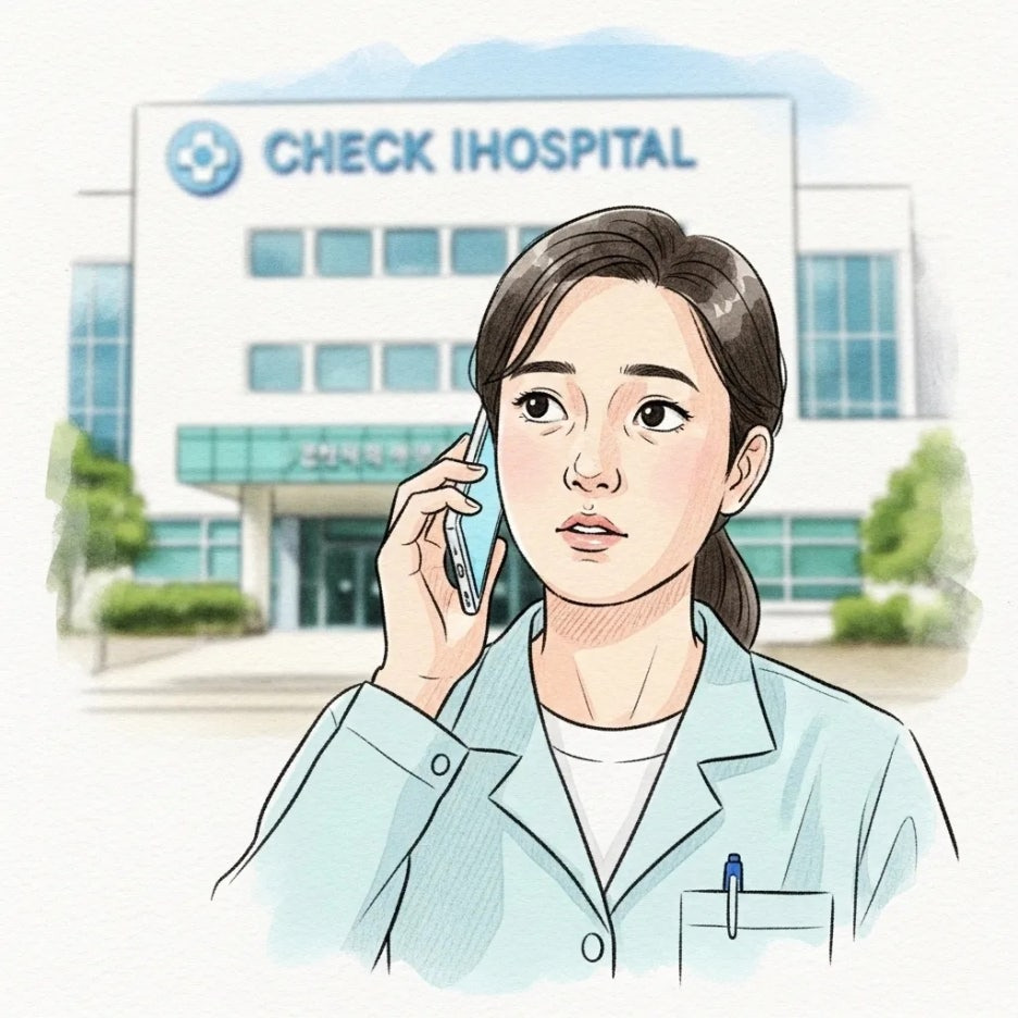 병원을 방문 전 미리 문의하는 모습