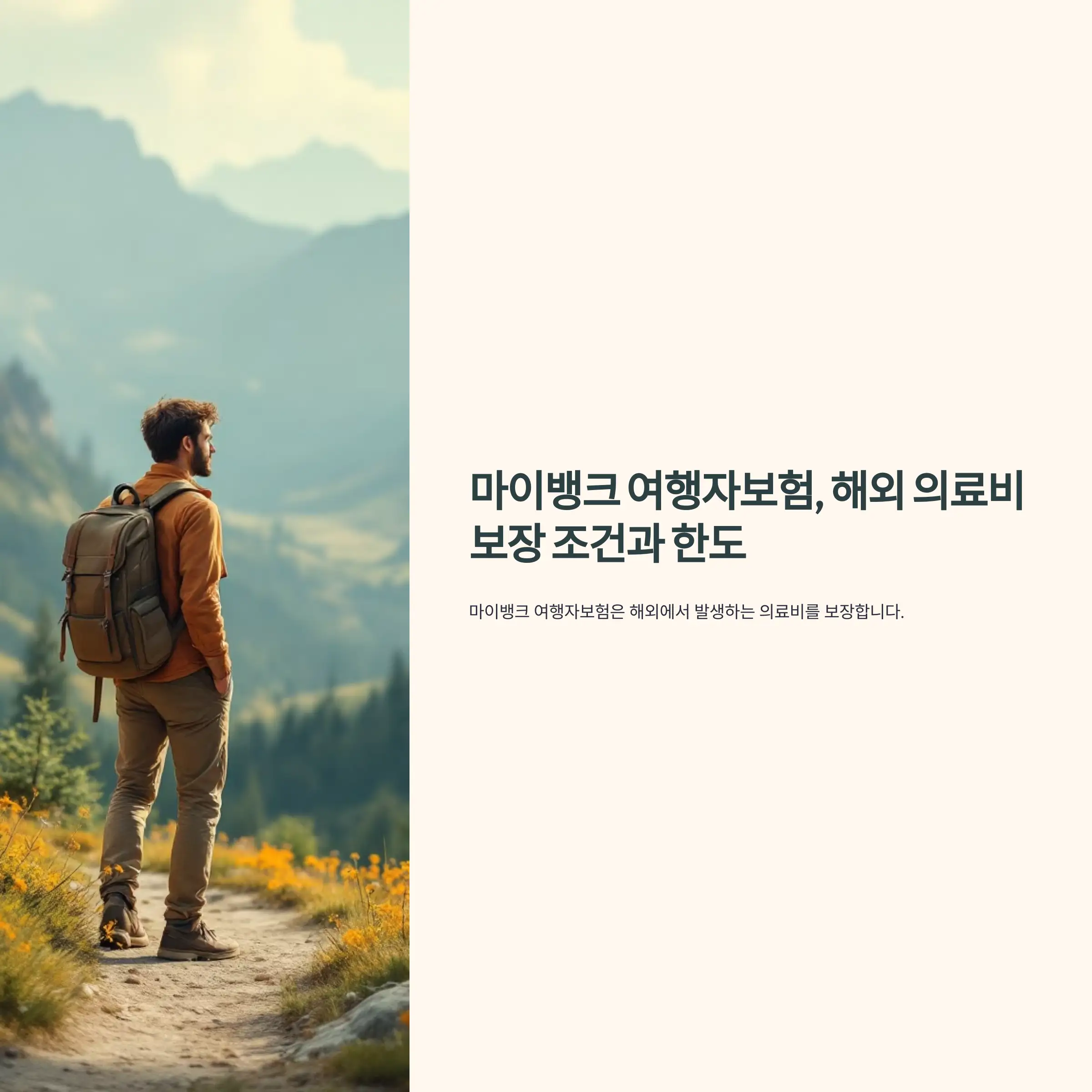 마이뱅크 여행자보험, 해외 의료비 보장 조건과 한도