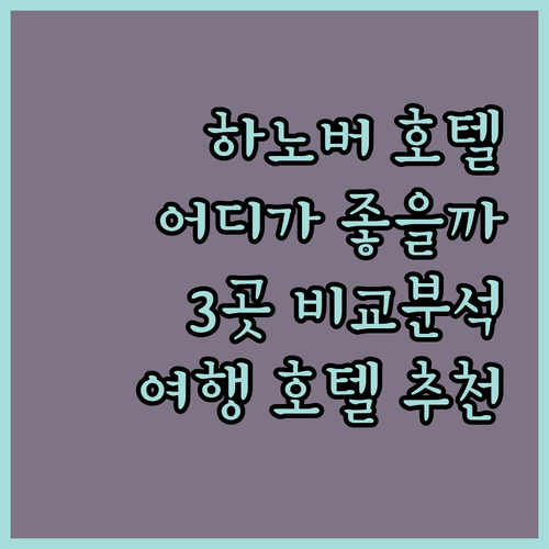하노버 호텔 어디로? 인터시티호텔 v..
