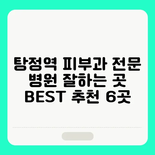 탕정역 피부과 전문 병원 잘하는 곳 BEST 추천 6곳