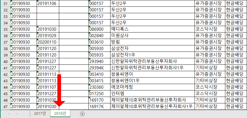 배당양반주 엑셀작업 예시 3