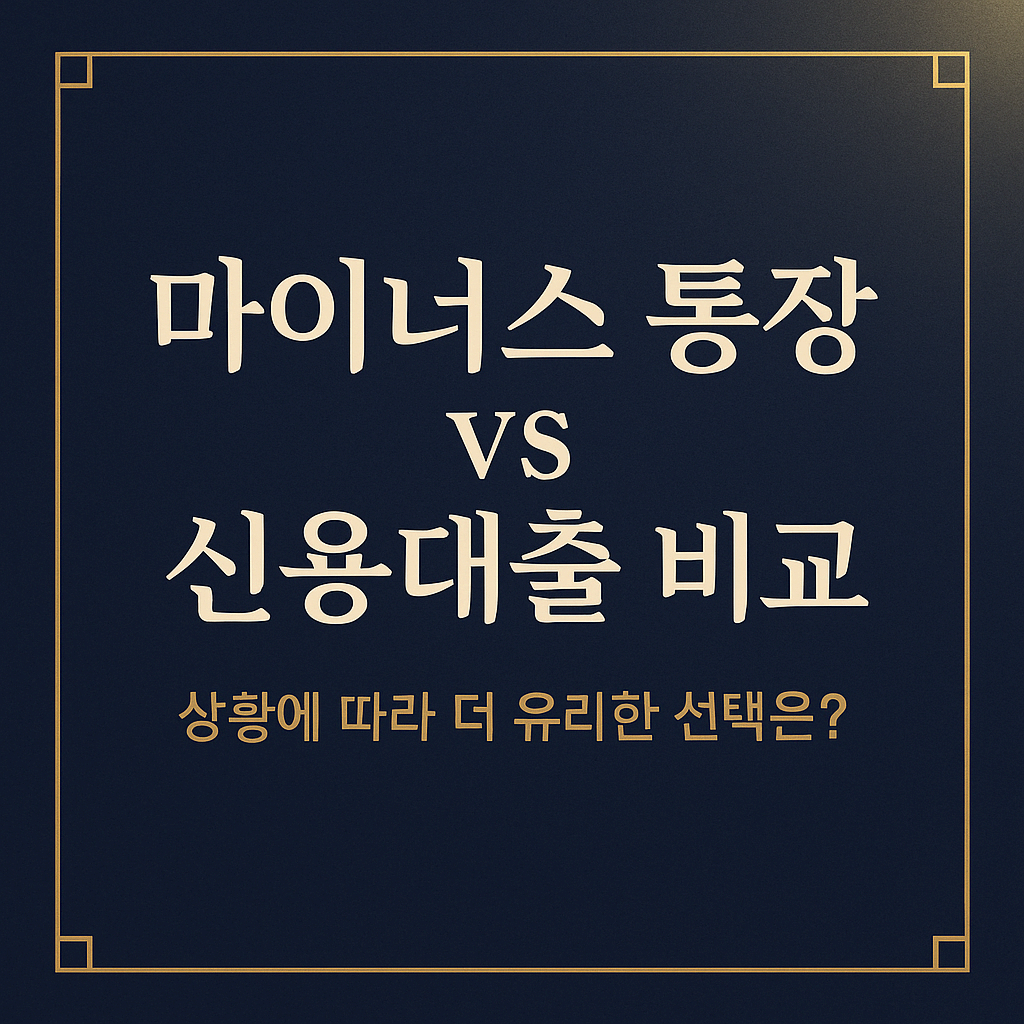 마이너스 통장 vs 신용대출 비교 [금리·한도 포함] – 상황에 따라 더 유리한 선택은?