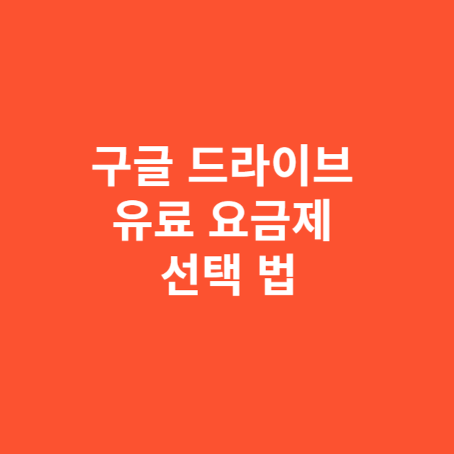 구글 드라이브 유료 요금제 똑똑하게 선택하는 법
