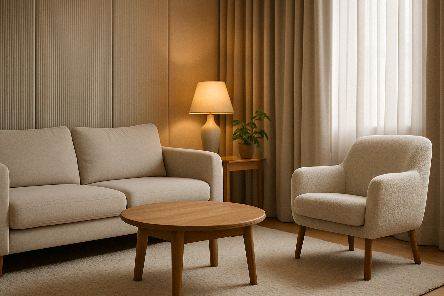 조용함을 위해 설계된 현대적 미니멀 인테리어(Ai생성이미지)