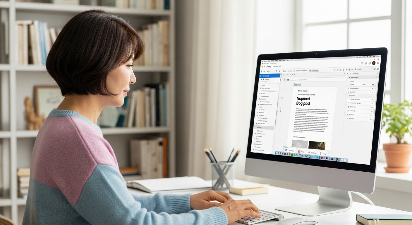 키워드를 포함한 블로그 제목을 작성하는 장면