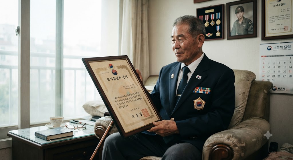 재해위로금 받을 수 있는 대상자인 국가유공자의 모습