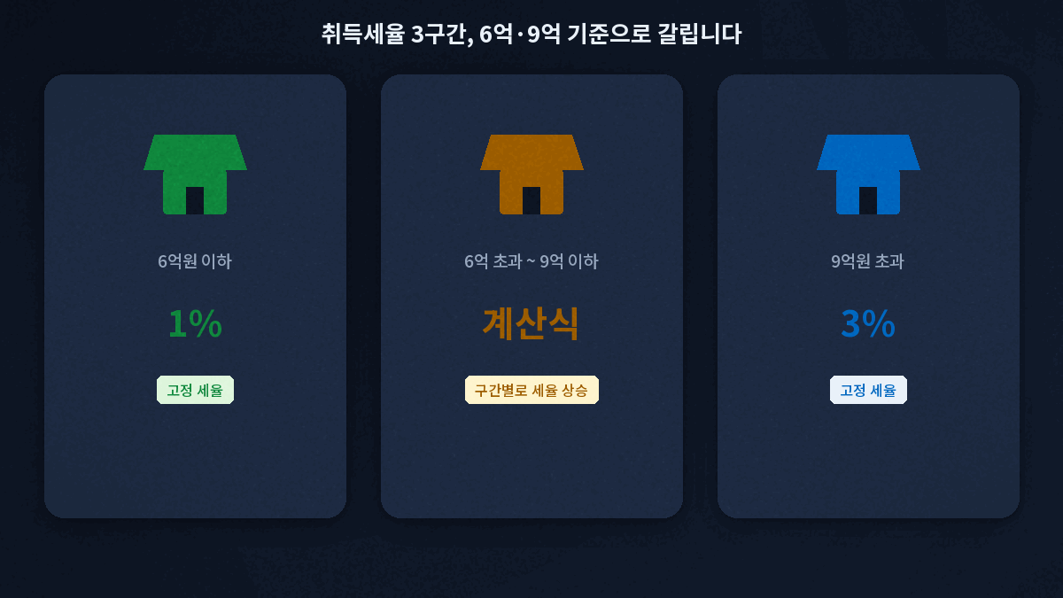 취득세율 6억 9억 구간별 세율 비교