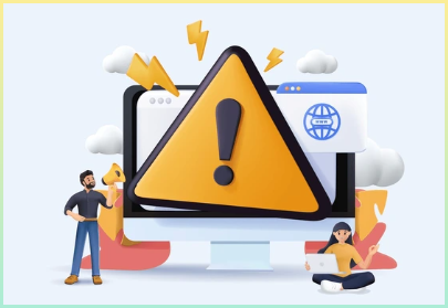 주의할 점에 대한 경고 표시를 보여주는 시각적 이미지