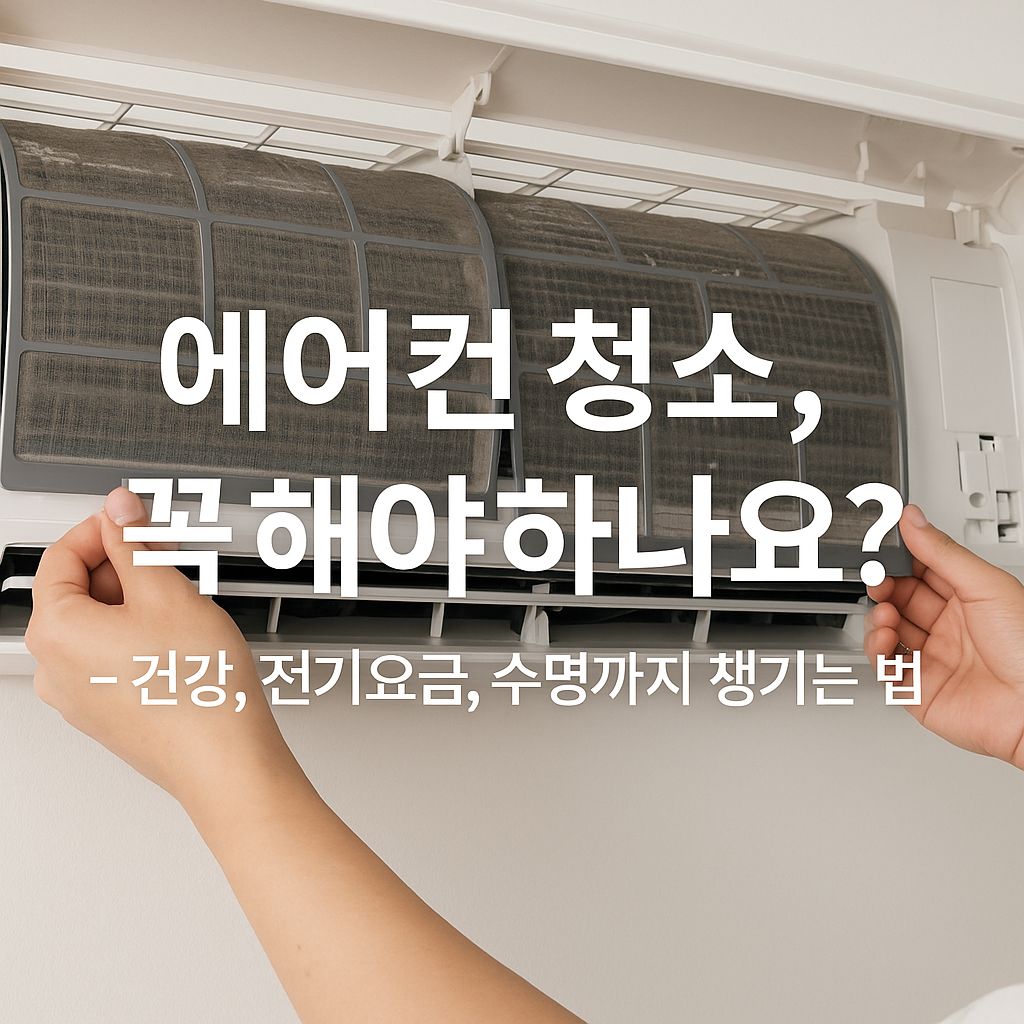 에어컨 청소를 위해 필터를 분리하는 장면