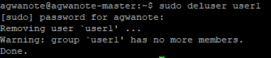 deluser 사용