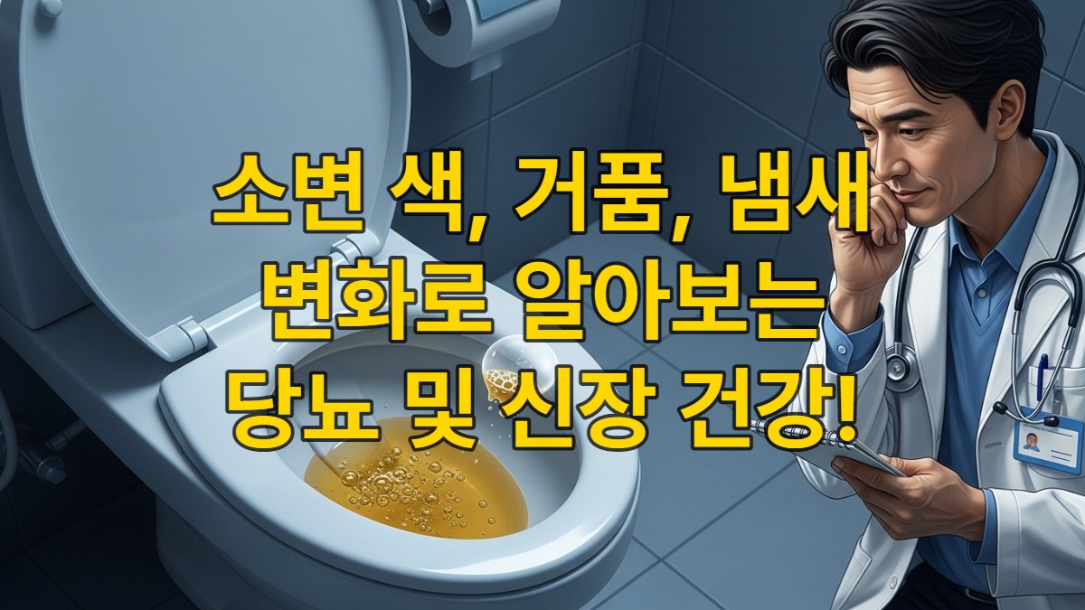 의사가 소변의 거품 변화를 주의 깊게 관찰하며 건강 상태를 확인하는 모습