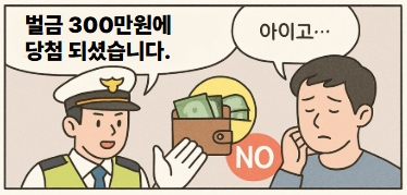 벌금을 내게된 음주운전자
"벌금300만원 당첨입니다." 경찰이 말하는 만화 1컷