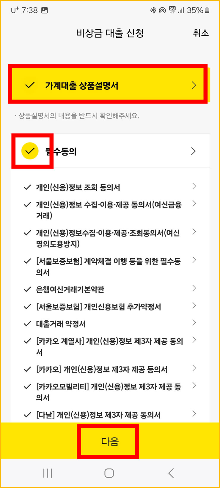카카오뱅크 비상금대출 연장 방법