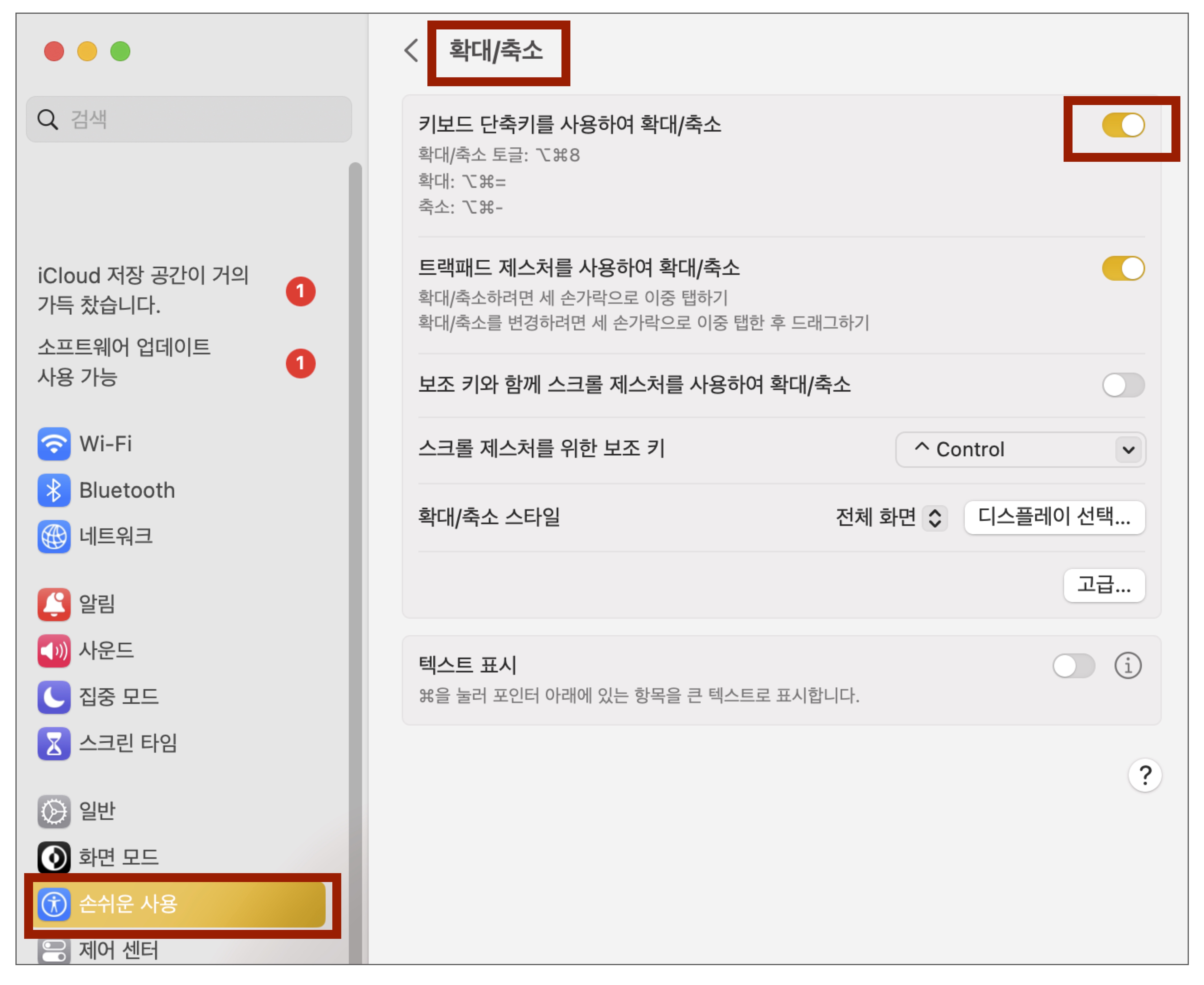 맥북 줌 기능 활성화