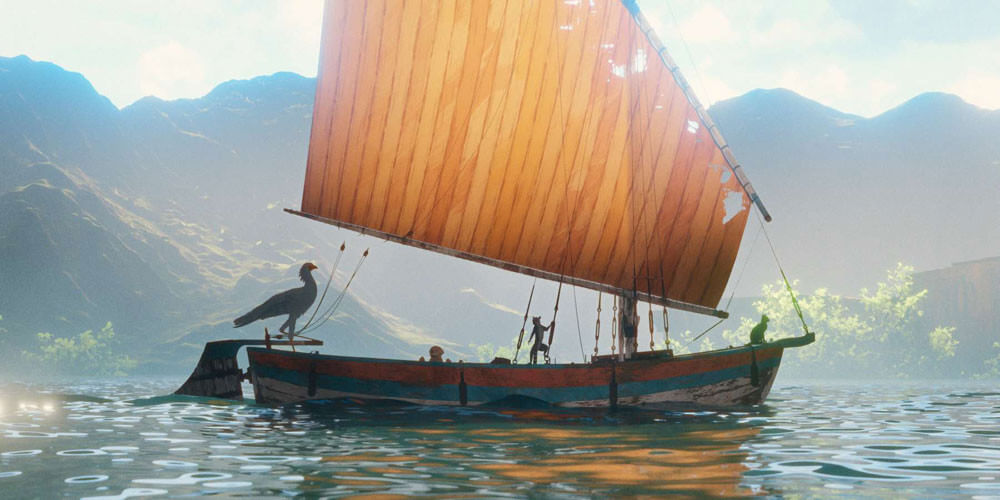 홍수 속 배의 흐름에 자신들의 운명을 맡긴 동물들