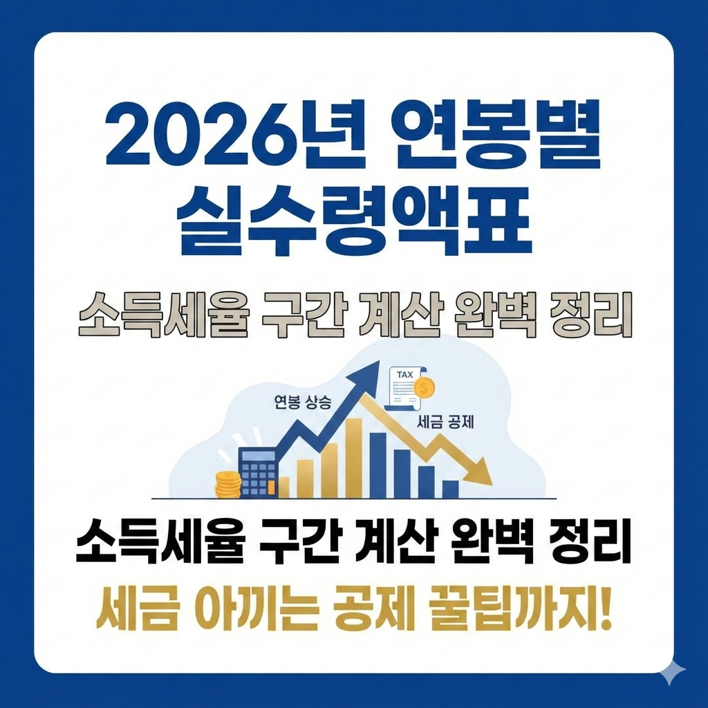 2026년 연봉별 실수령액표 소득세율 구간 계산 완벽 정리