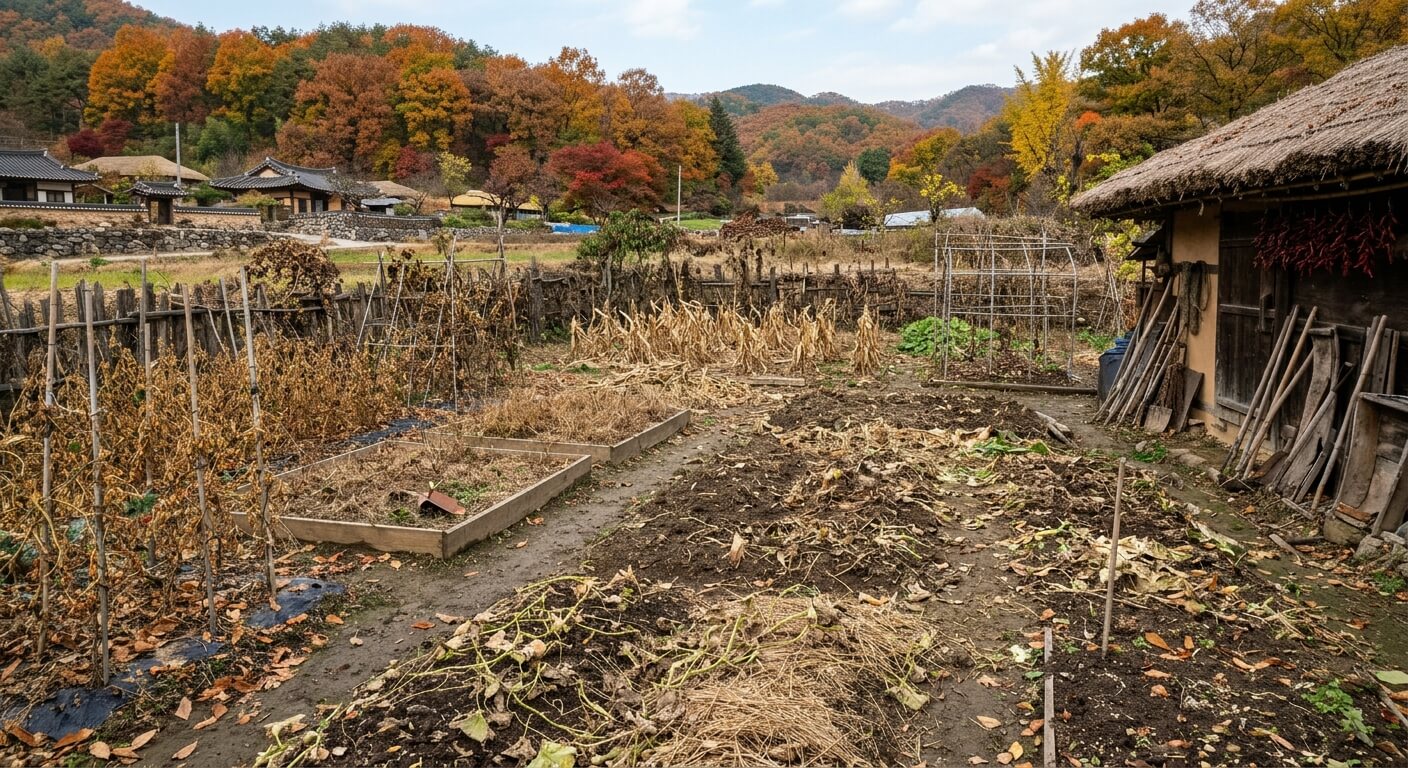 가을 농사를 거두고 방치한 텃밭